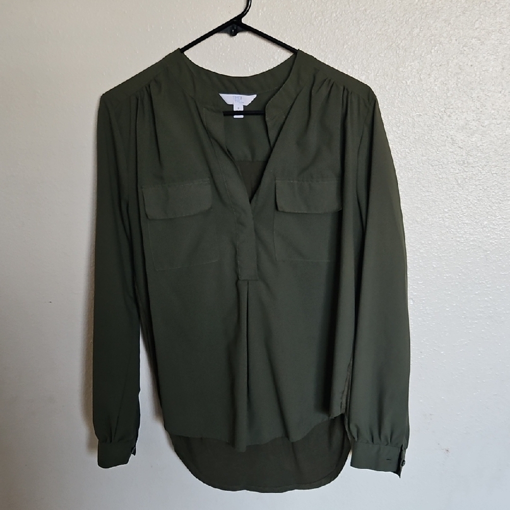 Olive Green Long Sleeve Blouse